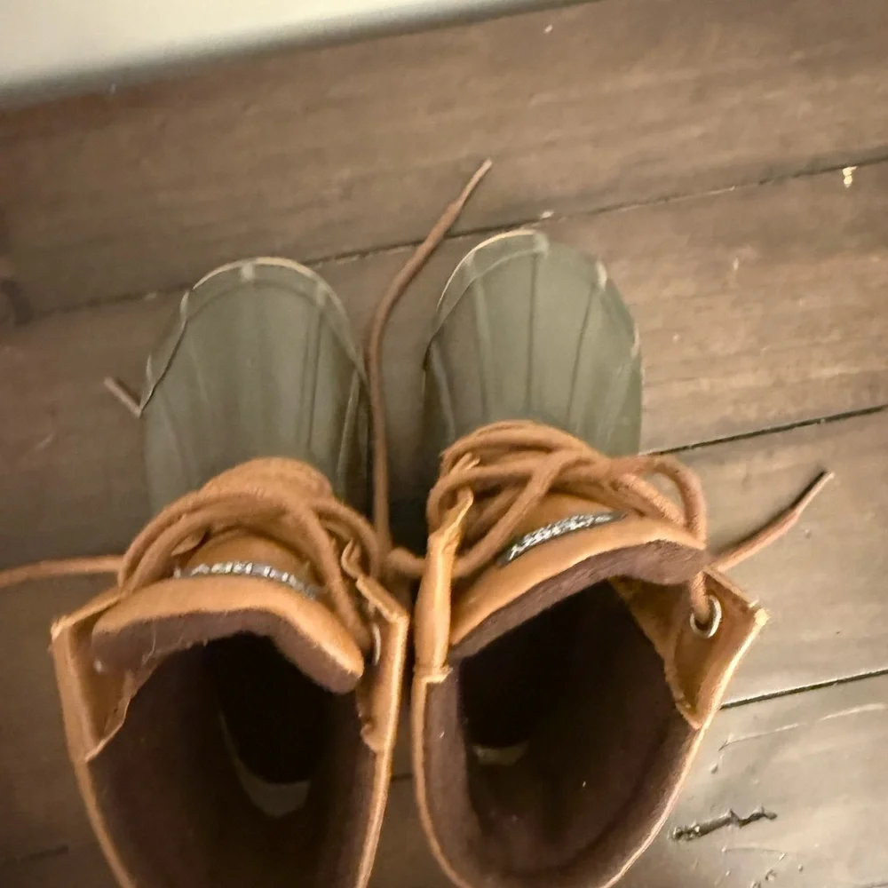 Sperry Port Duck Boots Kids Size 8 Brown Leather Waterproof Rain Snow Boots